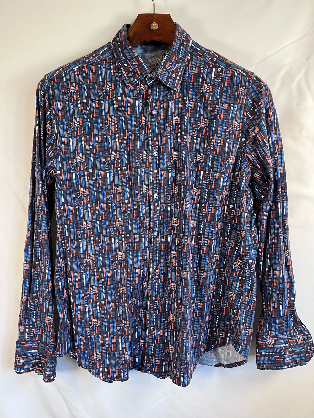 Robert Graham XL Classic Fit Geometric Print Shirt Blue Multicolor